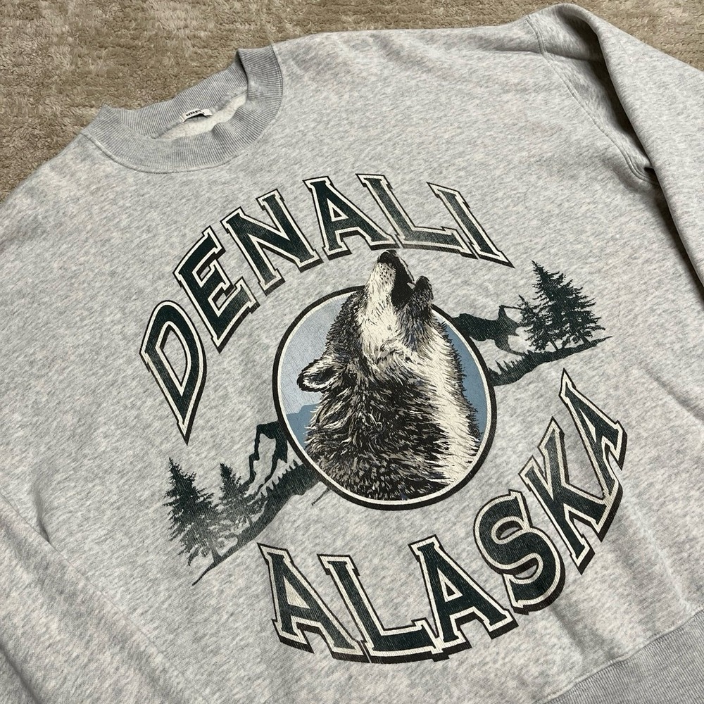 Abercrombie & Fitch "Soft A&F Fleece" Denali Alaska Wolf Crewneck Sweatshirt - L